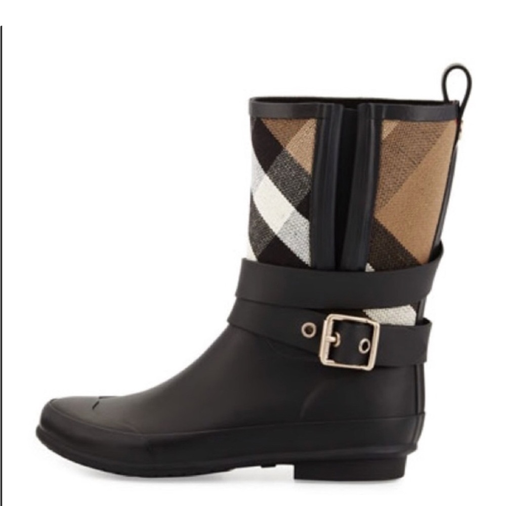 Burberry Holloway Canvas Rain Boots Size 7